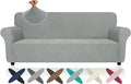 ZNSAYOTX Super Stretch Sofa Cover (72"-92"), New Striped Sofa Covers Fitted Slipcovers with Elastic Bottom, Dog Cat Pets Proof Spandex Washable Fabric Comfortable & Durable (Light Grey, Sofa)