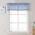 Chyhomenyc Sheer Valances for Windows - Light Filtering Small Window Curtains for Living Room Bathroom Cafe Laundry Basement, Modern Dual Rod Pocket Voile Curtain, 42Wx14L inches, Denim Blue, 2 PCS