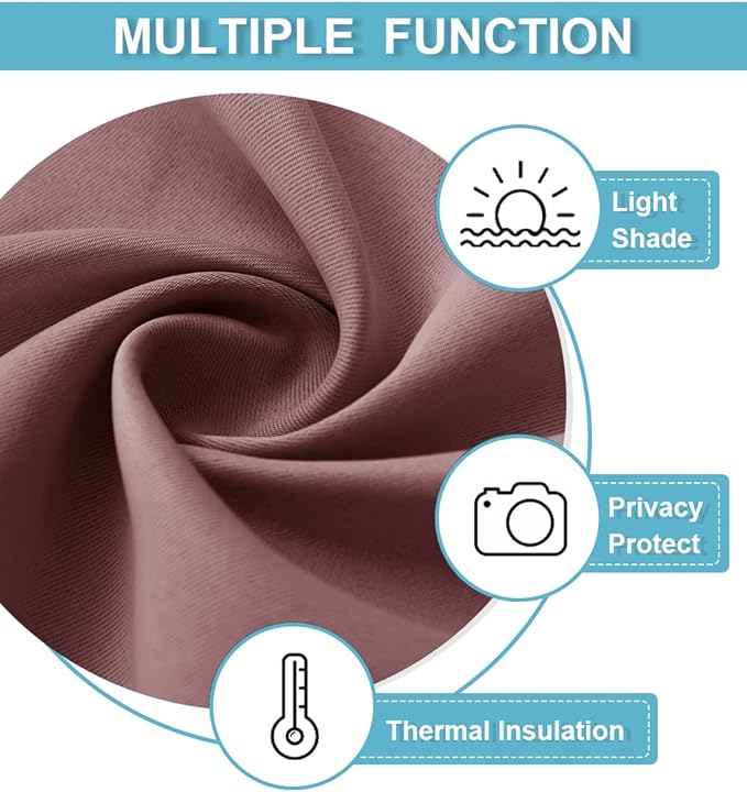 RYB HOME Blackout Curtains for Bedroom Living Room 63 inches Long, Thermal Insulated Privacy Rod Pocket Drapes for Nursery Office Home Theater, Width 42 by Length 63, Dusty Rose, 2 Panels