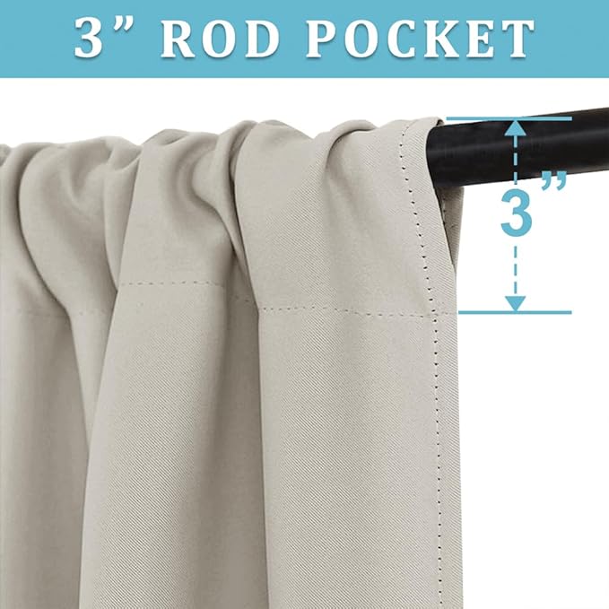 RYB HOME Privacy Bathroom Window Curtains, Short Thermal Insulated Heat Blocking Privacy Rod Pocket Half Window Curtain Tiers for Nursery Bedroom, Width 42 by Length 30, Natural, 2 Panels