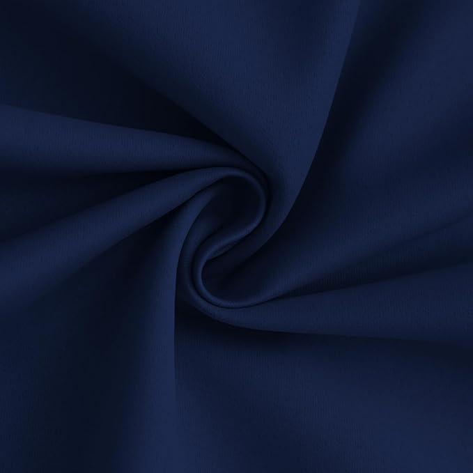 Yakamok 100% Blackout Curtain Panels 63 inches Cold and Light Blocking Drapes for Nursery, 2 Thick Layers Thermal Insulated Draperies (2 Pieces, 50 Wide Each Panel, Navy Blue/White Backing)