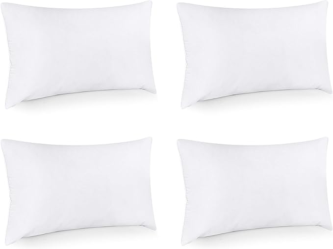 Utopia Bedding Throw Pillows (Set of 4, White) – 12 x 24 Inches Down Alternative Pillows for Bed, Sofa, and Couch - Fluffy Decorative Stuffer Pillow for Indoors & Outdoors