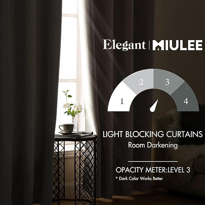 MIULEE Room Darkening Curtains Thermal Insulated Drapes Solid Window Treatment Set Grommet Top Light Blocking Blackout Curtain for Living Room/Bedroom 2 Panels 52 x 84 inch Length Ivory