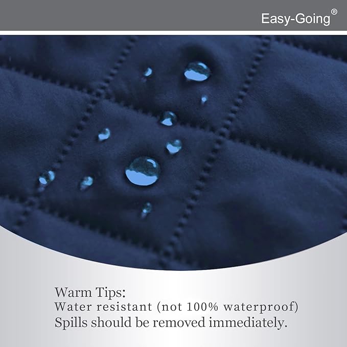 Easy-Going Recliner Chair Slipcover Reversible Sofa Cover Water Resistant Couch Cover Furniture Protector with Elastic Straps for Pets Dog (Recliner 22 inch, Navy/Ivory)