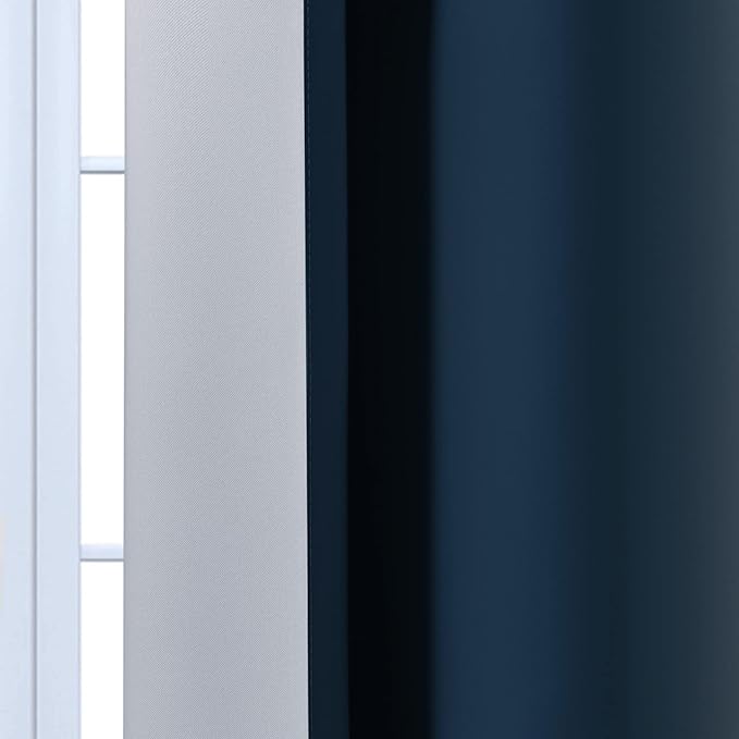 Yakamok Room Darkening Ombre Curtains 84 Inch Length, Navy Blue and Greyish White Thermal Insulated Gradient Color Curtains,Light Blocking Grommet Window Drapes for Bedroom,62 Inch Width,2 Panels