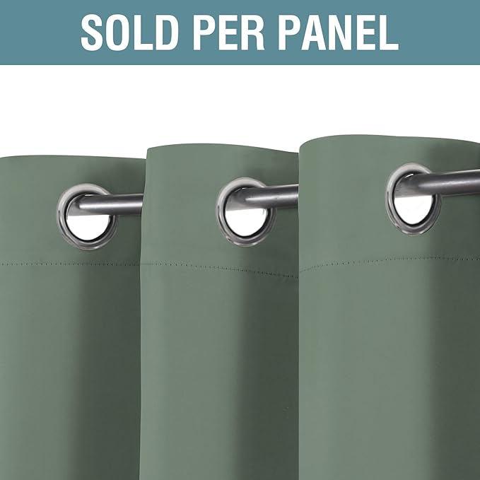 H.VERSAILTEX Blackout Curtain for Bedroom Thermal Insulated Window Treatment Curtain 54 inch Length Energy Saving Solid Grommet Top Blackout Drape, One Panel, Green Bay, 52" W x 54" L