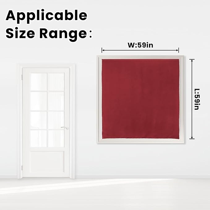 Self Adhesive Curtains, Stick Curtain Blackout Shades Window Cover Curtains for Living Room No Drilling, 59" W X 59" L, Burgundy, 1 Panel