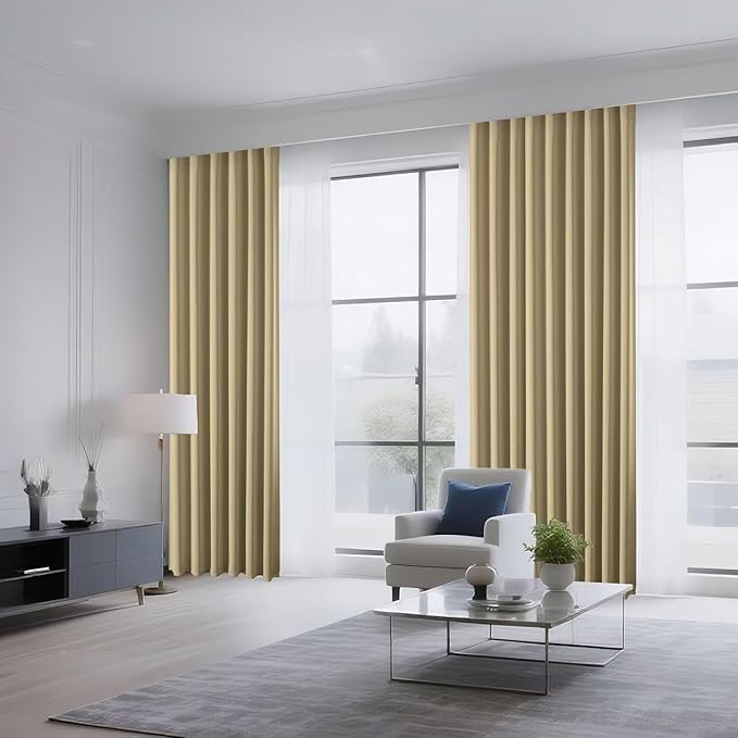 Joydeco Blackout Curtains for Bedroom 108 inch Long 2 Panels, Thermal Insulated Room Darkening Curtains with Grommets, Soft Window Drapes for Living Room (W52 x L108 Inch, Beige)