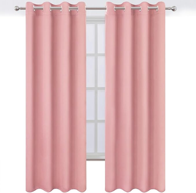 LEMOMO Blackout Curtains 52 x 120 Inch Long Pink Curtains Set of 2 Panels Room Darkening Curtains for Bedroom and Living Room