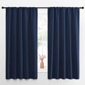 NICETOWN Navy Curtains Blackout Draperies - Modern Design Thermal Insulated Rod Pocket Blackout Drapes for Kid's Bedroom, Window Covering (1 Pair, 52 x 63 inches)