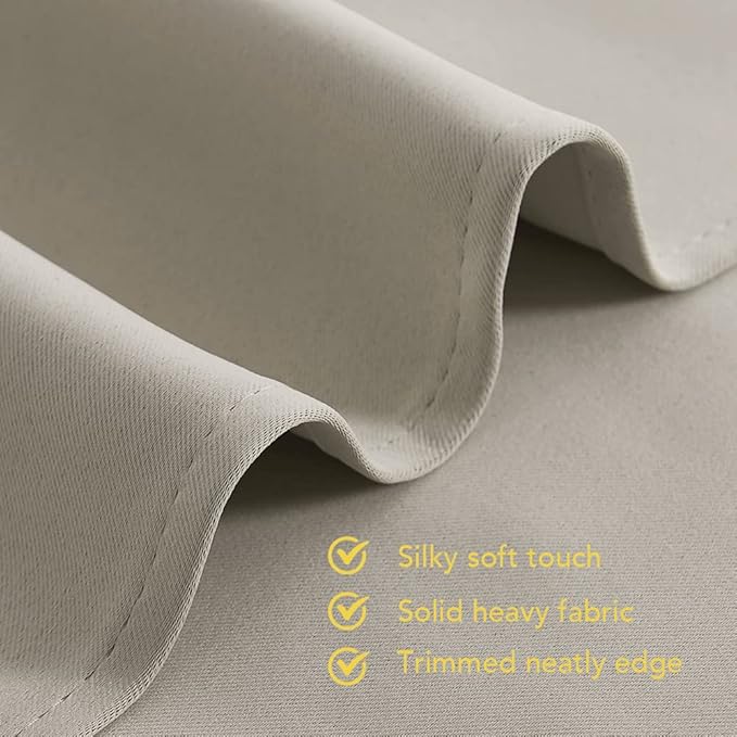 NICETOWN Blackout Curtains for Bedroom, Natural, 34 W by 80 L, Set of 2, Thermal Insulated Curtains & Drapes with Grommet Top for Living Room, Privacy Window Treatment Draperies