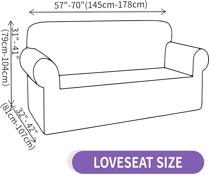 ZNSAYOTX Super Stretch Loveseat Covers (57"-70"), New Striped Love Seat Slipcover, Dogs Pet Friendly Anti-Slip Couch Protector Spandex Durable 2 Seater Fabric Sofa Cover (Khaki, Loveseat)