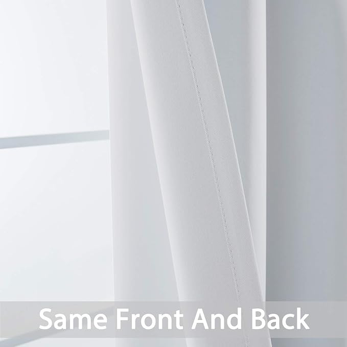 Yakamok 90 Inch Length Room Darkening Drapes Blackout Curtains for Bedroom,Thermal Insulated Grommet Curtain Panels for Living Room,38W x 90L,Greyish White, One Pair