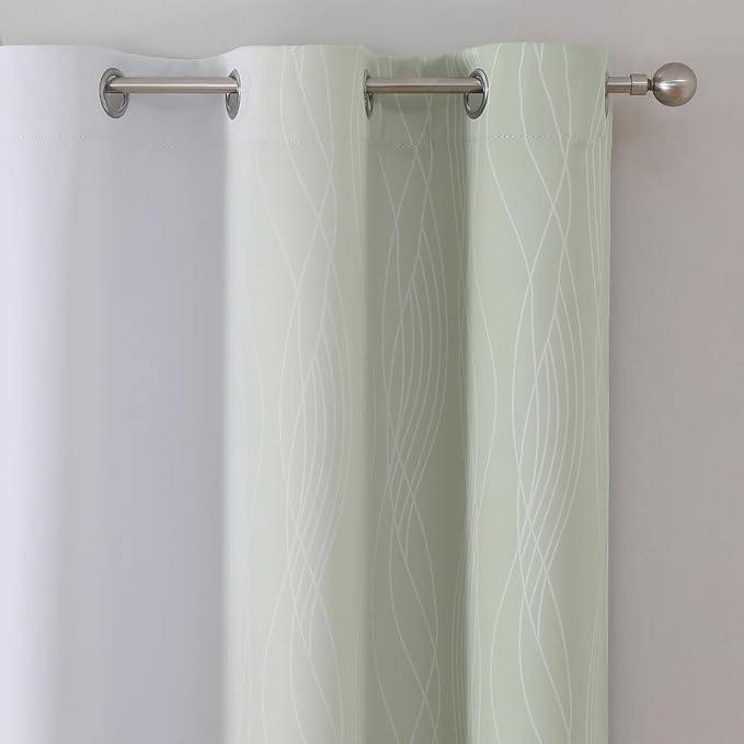 Estelar Textiler Sage and Greyish White Ombre Blackout Curtains 72 Inches Length for Bedroom, Thermal Insulated Light Blocking Grommet Gradient Blackout Drapes for Living Room, 42Wx72L, 2 Panels