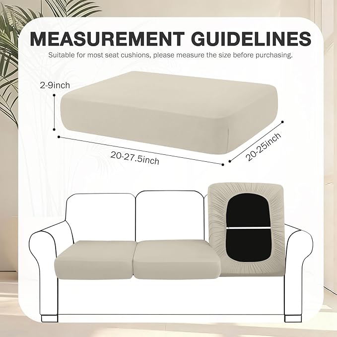 hyha 4Pcs Patio Cushion Covers, Stretch Outdoor Couch Cushion Covers Replacement, Washable Outdoor Chair/Sofa Slipcovers for Patio Furniture Cushions Protector with Elastic Bottom(Taupe,Cover Only)
