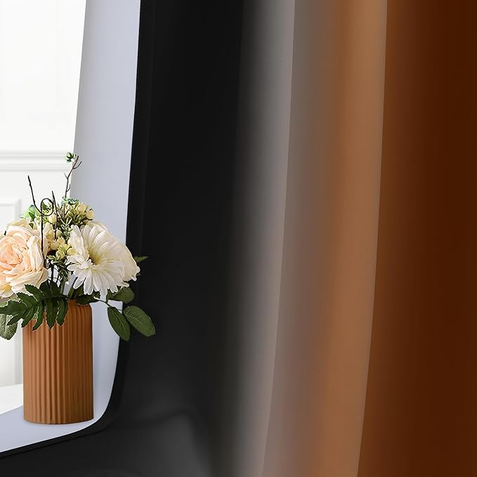 SimpleHome Ombre Room Darkening Curtains 84 inches Length for Bedroom,Grommet Gradient Light Blocking Burnt Orange and Black Gradient Window Curtains for Living Room,2 Panels, 52x84 inches