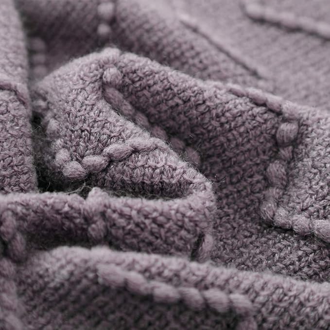 BOURINA Dark Lavender Throw Blanket 50 x90 Inches Textured Solid Soft Sofa Throw Bed Runner Knitted Decorative Blanket