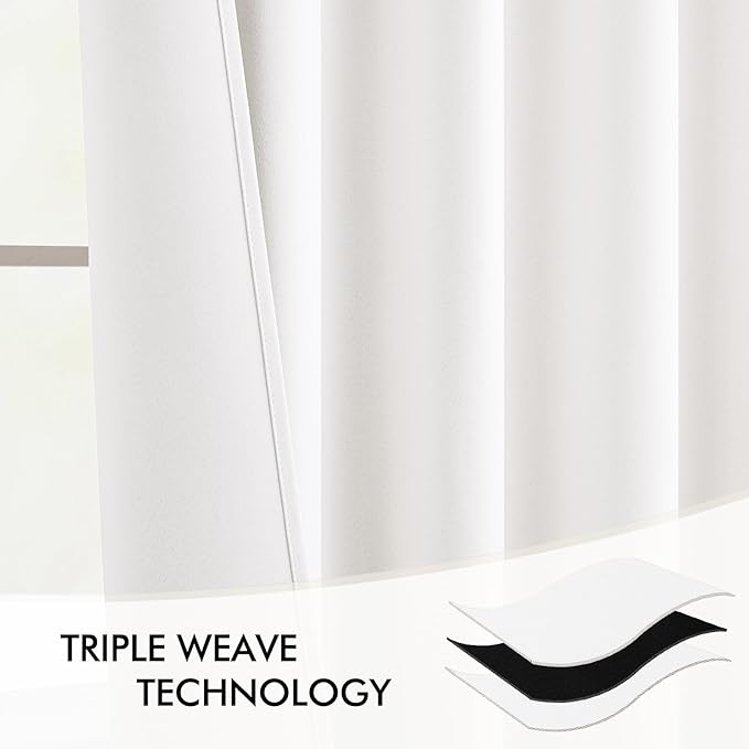 MIULEE Pure White Back Tab Blackout Curtains 84 Inch Length 2 Panels Set for Living Room Bedroom Privacy, Rod Pocket/Pinch Pleat Thermal Insulated Room Darkening Pleated Light Blocking Drapes