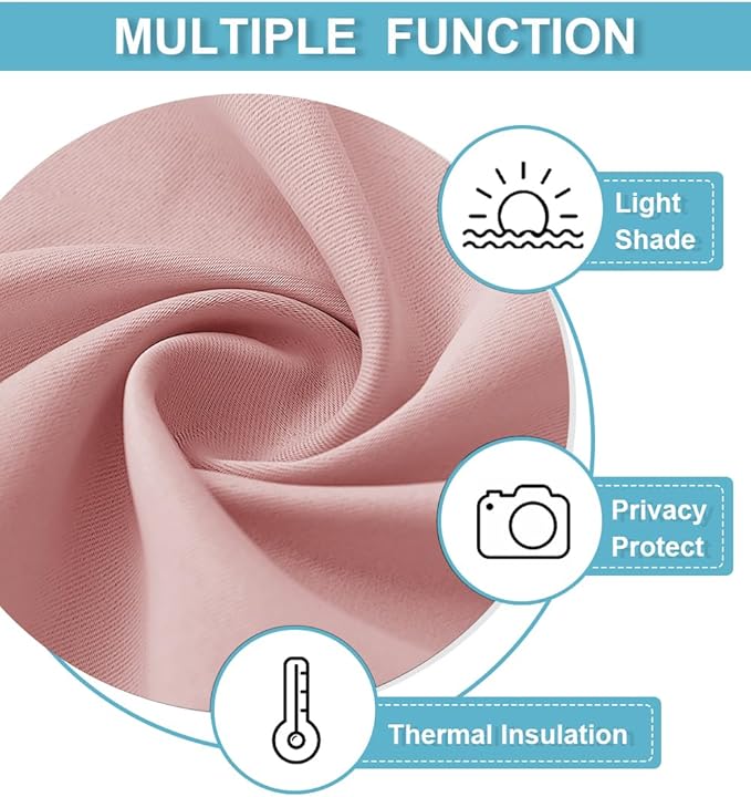 RYB HOME 54 inch Blackout Curtains for Living Room, Rod Pocket Thermal Insulated Small Window Drapes Room Darkening Shades for Bedroom Studio Dorm, W 42 x L 54 inch, Set of 2 Panels, Peach Blush