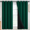 SimpleHome 100% Blackout Curtains for Bedroom,Thermal Insulated Grommet Window Drapes Room Darkening Dark Green Curtains for Living Room with Black Back,52 x 63 Inch,2 Panels