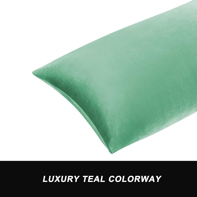 GIGIZAZA Mint Turquoise Velvet Decorative Throw Pillow Covers 12x20 for Sofa Bed 2 Pack Soft Lumbar Cushion Cover