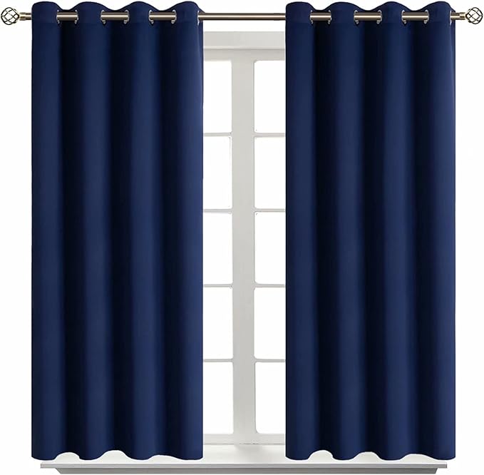 BGment Blackout Curtains for Living Room - Grommet Thermal Insulated Room Darkening Curtains for Bedroom, Set of 2 Panels (52 x 54 Inch, Navy Blue)