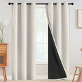 SimpleHome 100% Blackout Curtains for Bedroom,Thermal Insulated Grommet Window Drapes Room Darkening Cream Curtains for Living Room with Black Back,42 x 84 Inch,2 Panels