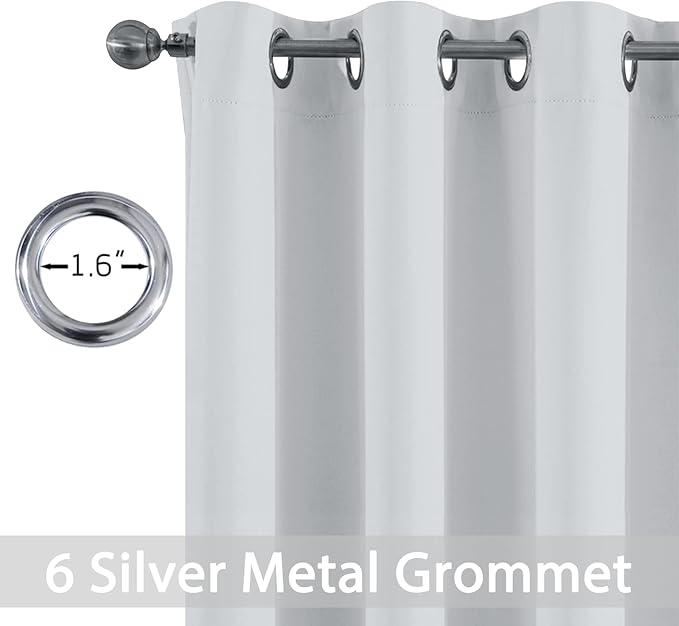 Yakamok Blackout Curtains Greyish White Room Darkening Thermal Insulated with Grommet Top Window Drapes for Living Room,42W x 84L,2 Panels
