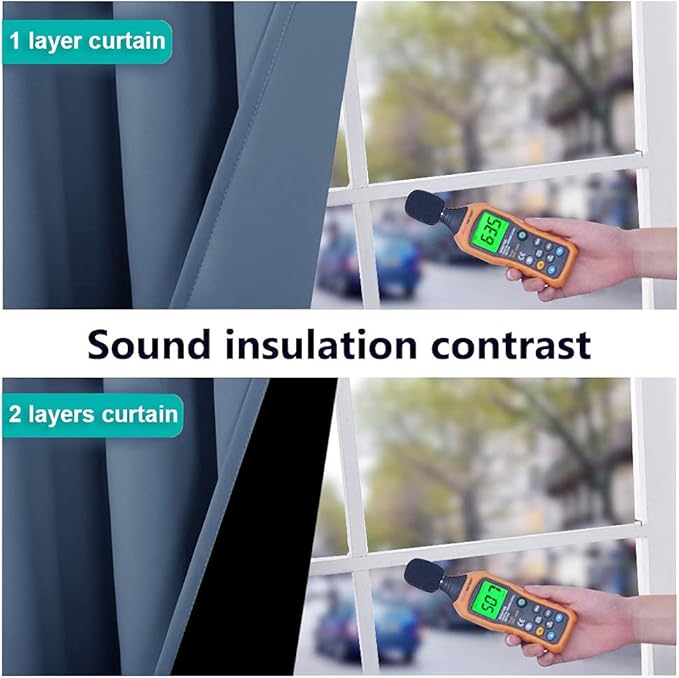 NICETOWN 100% Blackout Curtains for Windows, Pack of 2, Stone Blue, 52" W x 102" L, Super Heavy-Duty Black Lined Total Darkness Drapes for Bedroom, Privacy Assured Window Treatment for Patio