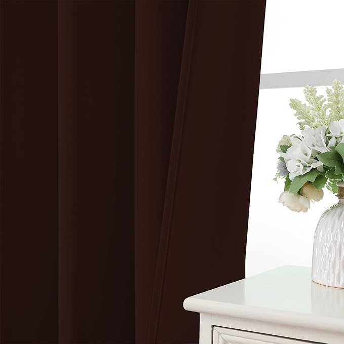 CUCRAF Blackout Curtains 108 inch Length 2 Panels Set, Rod Pocket Room Darkening Drapes for Bedroom Living Room, Insulated Thermal Light Blocking Window Curtain (W52 x L108 Inch, Chocolate)