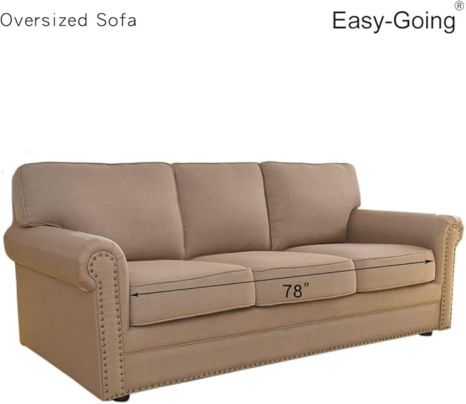 Easy-Going Reversible Oversized Couch Cover for 3 Cushion Couch Sofa Cover for Dogs Water Resistant Furniture Protector Cover with Foam Sticks for Pet (Oversized Sofa, Black/Beige)