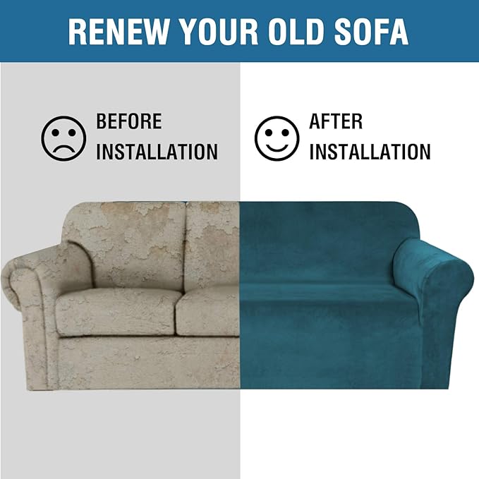 H.VERSAILTEX Stretch Velvet Armchair Cover Couch Covers 1 Cushion Chair Slipcover for Living Room Furniture Cover Crafted from Thick Comfy Rich Velour (Chair 31"-49", Deep Teal)