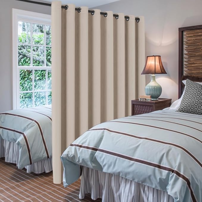 H.VERSAILTEX Blackout Patio Curtains 100 x 84 Inches for Sliding Door Extral Wide Blackout Curtain Panels Thermal Insulated Room Divider - Grommet Top, 7' Tall by 8.5' Wide - Fog