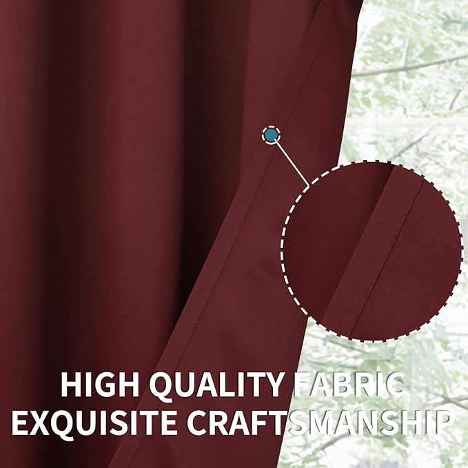 BGment Blackout Curtains for Bedroom - Grommet Thermal Insulated Room Darkening Curtains for Living Room, Set of 2 Panels (42 x 72 Inch, Burgundy)