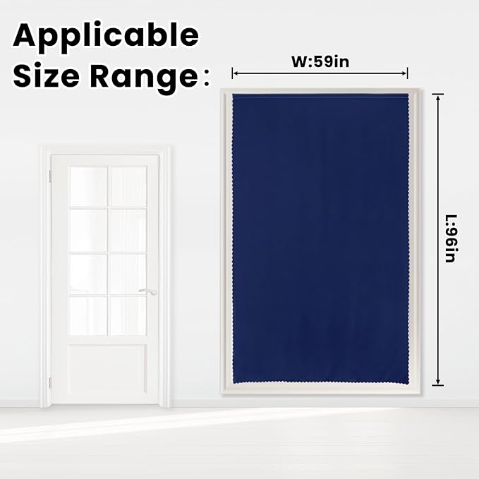 Self Adhesive Portable Blackout Curtains for Bedroom Easy to Install Window Thermal Lnsulated Kitchen Room Darkening Small Window Curtains, 59" W X 96" L, Navy Blue, 1 Panel