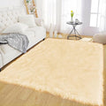 Latepis Yellow Shaggy Rug Bedroom Rugs 4x6 Area Rug Washable Faux Sheepskin Fur Rug for Living Room Décor, Rectangle