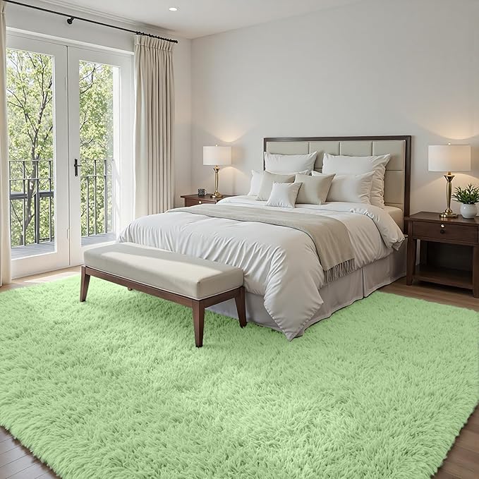 6x9 Area Rugs for Living Room Rug: Soft Fluffy Shag Mint Green Rugs for Bedroom, Non-Slip Large Fuzzy Plush Rug Indoor Floor Carpet for Nursery Kids Boys Girls Room, Dorms, Playroom, Modern Home Decor