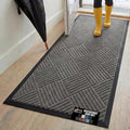 GORILLA GRIP 100% Waterproof All-Season WeatherMAX Doormat, 72x24, US Designed Natural Rubber, Stain and Fade Resistant, Low Profile Indoor Outdoor Door Mats, Easy Clean Patio Mat, Gray Diamond