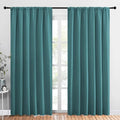 NICETOWN Living Room Curtains, Window Curtain Panels, Thermal Insulated Solid Rod Pocket Blackout Draperies/Drapes (Sea Teal, One Pair, 70 by 84-inch)