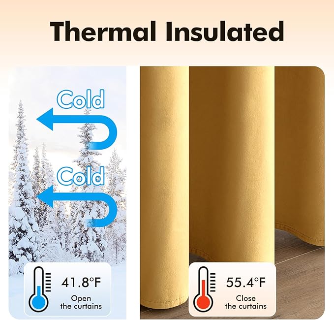 MIULEE Velvet Curtains Golden Elegant Grommet Thermal Insulated Soundproof Room Darkening Curtains/Drapes for Classical Living Room Bedroom Decor 52 x 90 Inch Set of 2