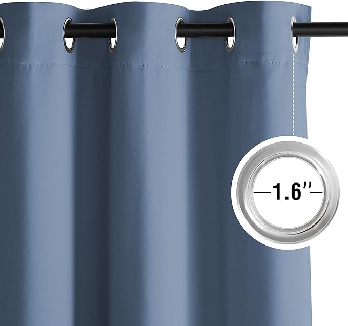 NICETOWN Room Darkening Draperies Curtains Panels, 2 Panels Stone Blue W52 x L108