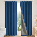 Joydeco Blackout Curtains for Bedroom - 100% Light Blocking 2 Panels Navy Blue Drapes 66" W x 90" L, Thermal Insulated Room Darkening Curtains, Linen Textured for Living Room, Rod Pocket & Back Tabs
