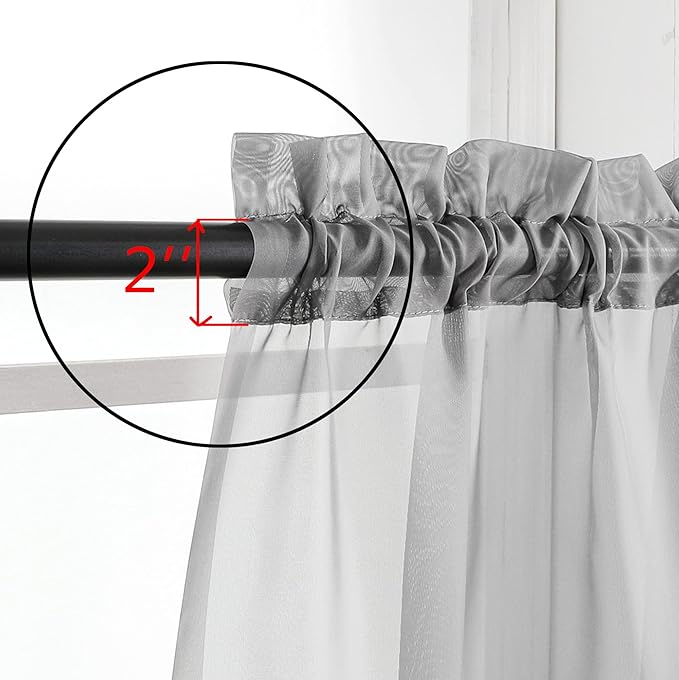 Aiyufeng 2 Panels Sheer Window Curtains 72 Inches Length, Elegant Window Voile Panels/Drapes/Treatment/Backdrop for Living Room Wedding Party Home Decor (40W x 72L inches, Gray)