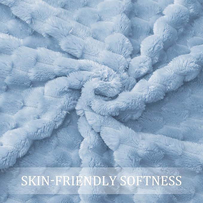 Exclusivo Mezcla Fleece Throw Blanket for Couch, Extra Large Fuzzy Stone Blue Bed Blankets, Soft Cozy Plush Sofa Throws for All Seasons, 50x70 Inches