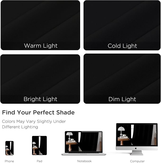 CUCRAF Black Blackout Curtains 63 inch Length 2 Panels Set, Rod Pocket Room Darkening Drapes for Bedroom Living Room, Insulated Thermal Light Blocking Window Curtain (W52 x L63 Inch)