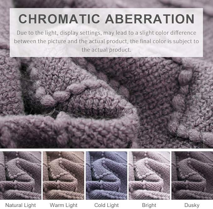 BOURINA Dark Lavender Throw Blanket 50 x90 Inches Textured Solid Soft Sofa Throw Bed Runner Knitted Decorative Blanket