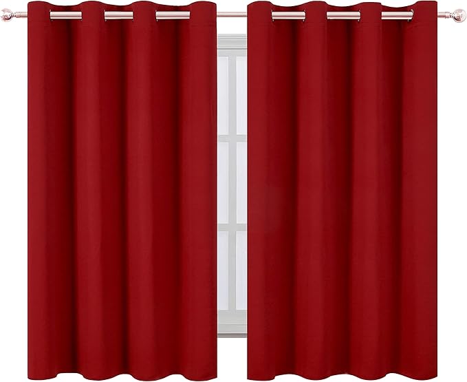 LEMOMO Red Thermal Blackout Curtains/52 x 54 Inch/Set of 2 Panels Room Darkening Curtains for Bedroom