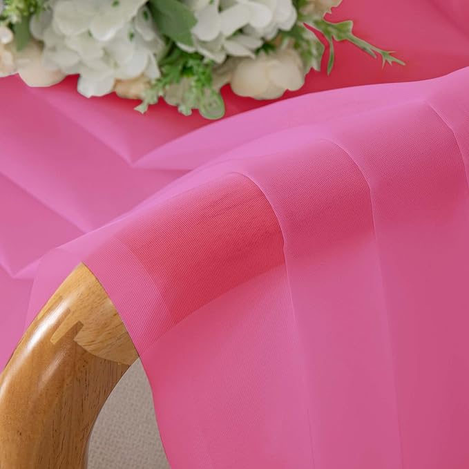 OWENIE Hot Pink Sheer Curtains for Bedroom Living Room 90 Inches Long, Elegant Solid Light Filtering Window Curtain Panles, Modern Rod Pocket Hot Pink Curtain, 2Pcs, Each 42" W x 90" L