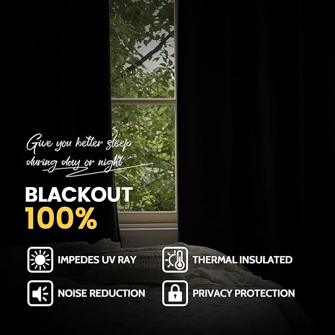 Yakamok 100% Blackout Curtain Panels 63 inches Cold and Light Blocking Drapes for Nursery, 2 Thick Layers Thermal Insulated Draperies (2 Pieces, 50 Wide Each Panel, Dark Green/White Backing)