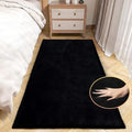 ORINOVA Black Fluffy Rug for Bedroom Shag Rug Washable Carpet Faux Rabbit Fur Rugs for Living Room Hallway Teen Room Décor Nursery Rugs Runner 2x6